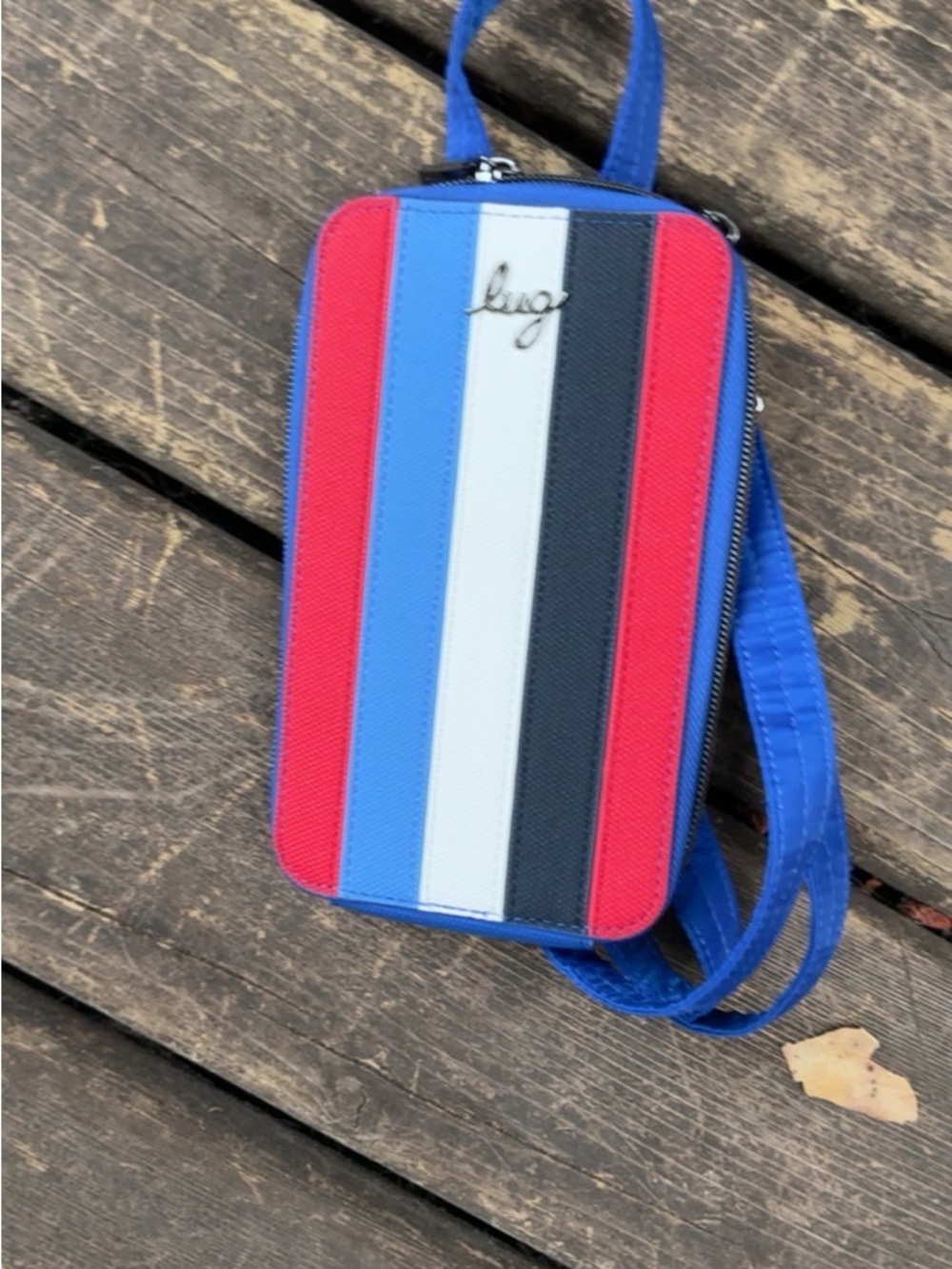 lug Vertical Stripe Crossbody in Blue, Red, White, Black